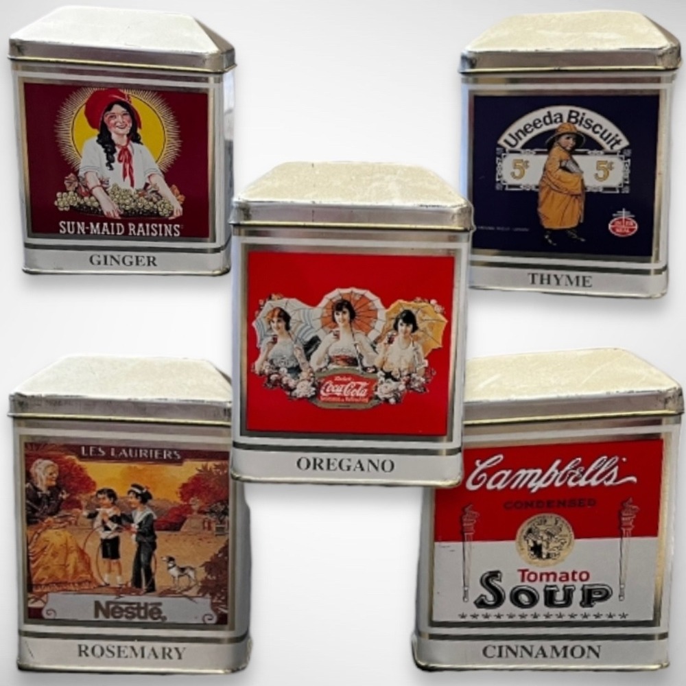 BRISTOL WARE Vintage 90's Set of 5 Spice Tins | EUC - Picture 1 of 8